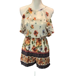 🔥🔥SALE🔥🔥Blue RAIN Floral Tie Back Romper